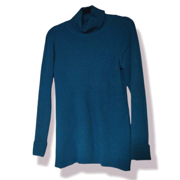 Deep Aqua Turtle Neck Knit Sweater XL - Picture 1 of 4